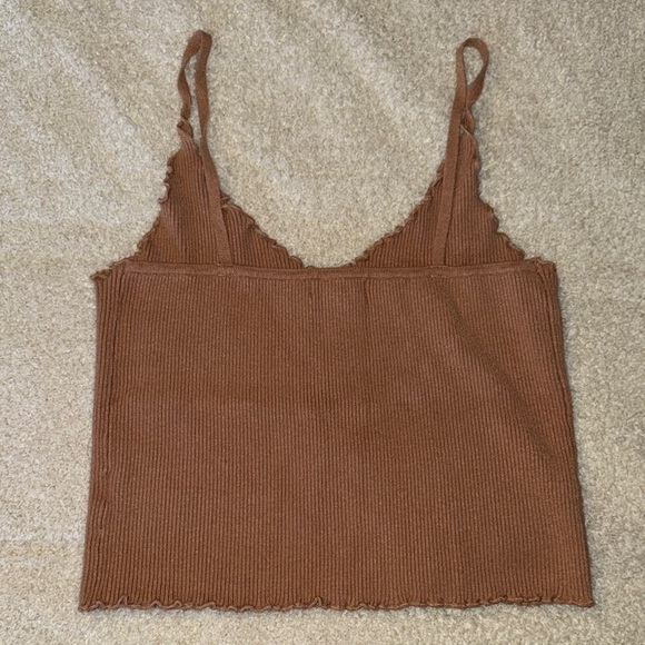 Brown Ribbed Women's Top - Picture 2 of 3